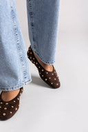Corina Suede Ballet Flats with Studs - Brown Suede - thefashionproject.gr - CORINA