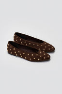 Corina Suede Ballet Flats with Studs - Brown Suede - thefashionproject.gr - CORINA