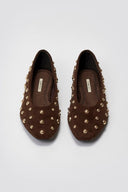 Corina Suede Ballet Flats with Studs - Brown Suede - thefashionproject.gr - CORINA