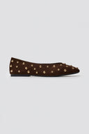 Corina Suede Ballet Flats with Studs - Brown Suede - thefashionproject.gr - CORINA