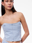 Crop top denim με ρίγες PIECES 17146794