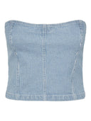 Crop top denim με ρίγες PIECES 17146794 - Μπλε denim - thefashionproject.gr - PIECES