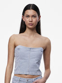 Crop top denim με ρίγες PIECES 17146794 - Μπλε denim - thefashionproject.gr - PIECES
