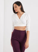 Crop top κρουαζέ Noobass 01 - 111 - Λευκό - thefashionproject.gr - Noobass