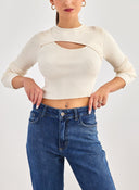 Crop top μακρυμάνικο με cut out ONLY 15267966