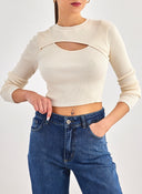 Crop top μακρυμάνικο με cut out ONLY 15267966