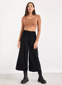 Crop top μακρυμάνικο με V λαιμόκοψη Noobass 01 - 83 - Caramel - thefashionproject.gr - Noobass
