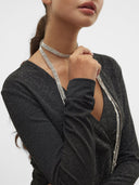 Crop top με glitter στην ύφανση Vero Moda 10316740 - Μαύρο/Ασημί - thefashionproject.gr - VERO MODA