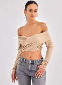 Crop top με κρουαζέ σχέδιο Different Shop 01-224