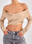 Crop top με κρουαζέ σχέδιο Different Shop 01-224