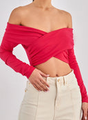 Crop top με κρουαζέ σχέδιο Different Shop 01-224