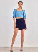 Crop top με λινό ONLY 15314288 - Γαλάζιο - thefashionproject.gr - ONLY