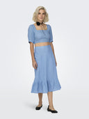 Crop top με λινό ONLY 15314288 - Γαλάζιο - thefashionproject.gr - ONLY