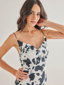 Εμπριμέ φόρεμα εφαρμοστό - Λευκό/Μαύρο - thefashionproject.gr - The Fashion Project