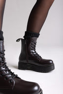 ERYNN Combat Boots with Chunky Sole - Dark Brown Matte - thefashionproject.gr - ERYNN