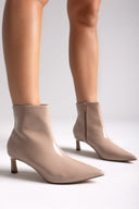 ERYNN Pointed Patent Ankle Boots with Low Heel - Beige Crinkled Patent - thefashionproject.gr - ERYNN