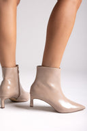 ERYNN Pointed Patent Ankle Boots with Low Heel - Beige Crinkled Patent - thefashionproject.gr - ERYNN