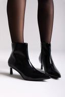 ERYNN Pointed Patent Ankle Boots with Low Heel - Black Crinkled Patent - thefashionproject.gr - ERYNN
