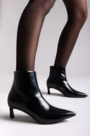 ERYNN Pointed Patent Ankle Boots with Low Heel - Black Crinkled Patent - thefashionproject.gr - ERYNN