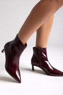 ERYNN Pointed Patent Ankle Boots with Low Heel - Burgundy Crinkled Patent - thefashionproject.gr - ERYNN