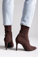 ERYNN Pointed Suede Stretch Ankle Boots - Brown Suede - thefashionproject.gr - ERYNN