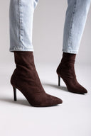ERYNN Pointed Suede Stretch Ankle Boots - Brown Suede - thefashionproject.gr - ERYNN
