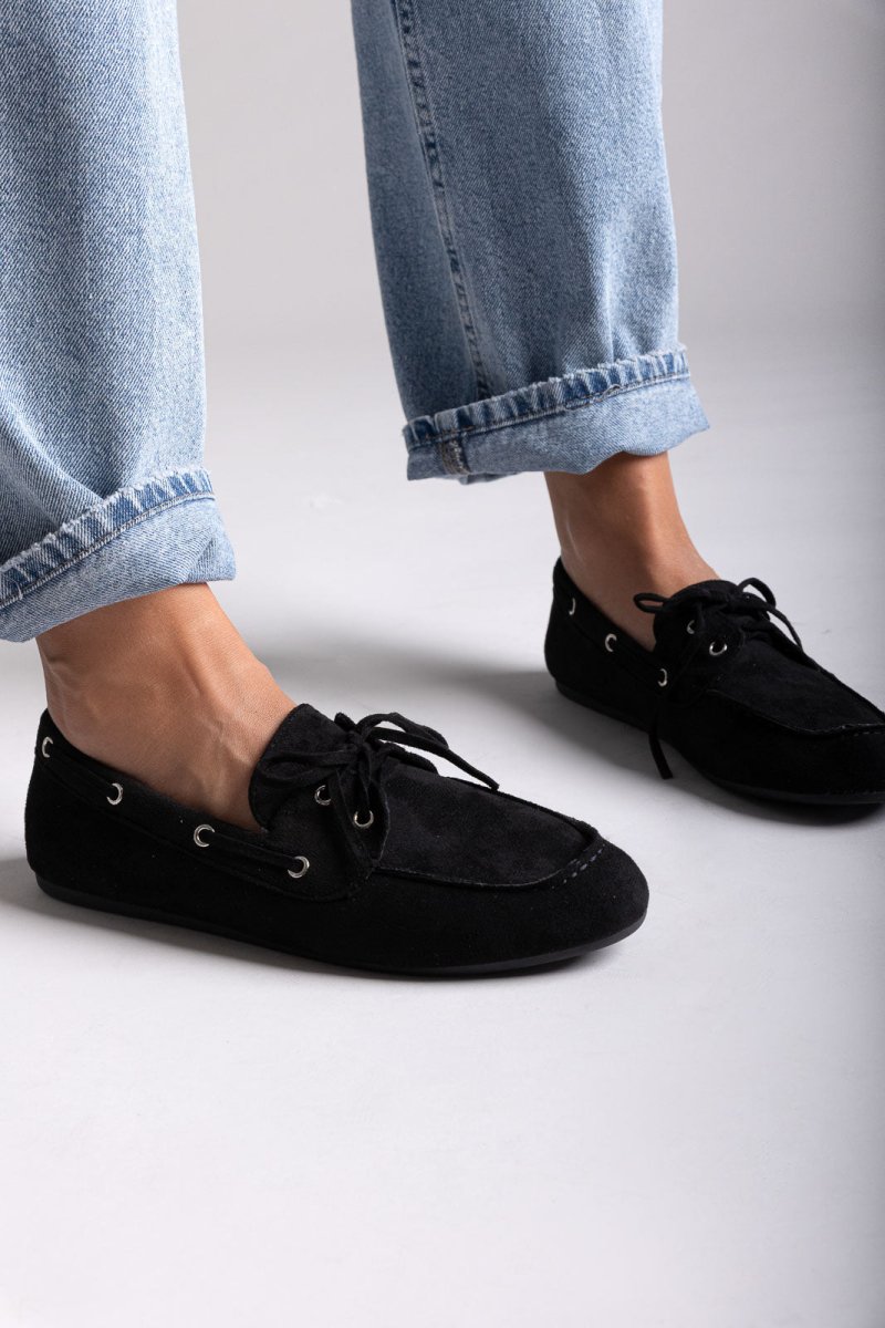 ERYNN Suede Loafers with Bow - Black Suede - thefashionproject.gr - ERYNN