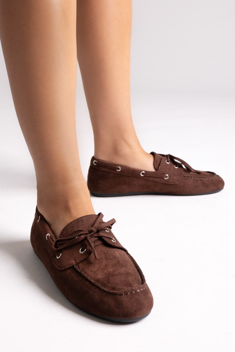 ERYNN Suede Loafers with Bow - Brown Suede - thefashionproject.gr - ERYNN