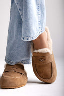 ERYNN Suede Winter Slippers with Faux Fur - Camel Suede - thefashionproject.gr - ERYNN