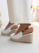 Εσπαντρίγιες platforms με δέσιμο στο πλάι - Λευκό - thefashionproject.gr - Alta Moda