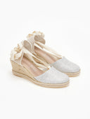 Εσπαντρίγιες platforms με glitter ύφασμα - Ασημί - thefashionproject.gr - Medies