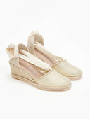 Εσπαντρίγιες platforms με glitter ύφασμα - Χρυσό - thefashionproject.gr - Medies
