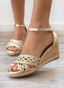 Εσπαντρίγιες platforms με πλεκτό σχέδιο Xti 142774 - Χρυσό - thefashionproject.gr - Xti Footwear