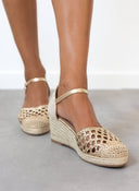 Εσπαντρίγιες platforms με πλεκτό σχέδιο Xti 142893 - Χρυσό - thefashionproject.gr - Xti Footwear