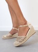 Εσπαντρίγιες platforms με πλεκτό σχέδιο Xti 142893 - Χρυσό - thefashionproject.gr - Xti Footwear