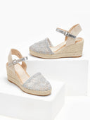 Εσπαντρίγιες platforms πλεκτές με μπαρέτα - Ασημί - thefashionproject.gr - Alta Moda