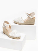 Εσπαντρίγιες platforms πλεκτές με μπαρέτα - Λευκό - thefashionproject.gr - Alta Moda