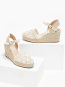 Εσπαντρίγιες platforms πλεκτές με μπαρέτα - Μπεζ - thefashionproject.gr - Alta Moda
