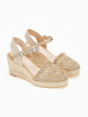 Εσπαντρίγιες platforms πλεκτές με μπαρέτα - Χρυσό - thefashionproject.gr - Alta Moda