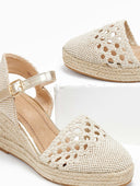 Εσπαντρίγιες platforms πλεκτές με μπαρέτα - Χρυσό - thefashionproject.gr - Alta Moda
