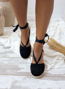 Εσπαντρίγιες platforms suede με κορδόνια - Μαύρο - thefashionproject.gr - The Fashion Project