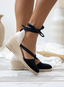 Εσπαντρίγιες platforms suede με κορδόνια - Μαύρο - thefashionproject.gr - The Fashion Project