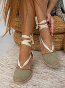 Εσπαντρίγιες platforms suede με κορδόνια - Χακί - thefashionproject.gr - The Fashion Project