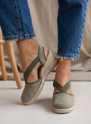 Εσπαντρίγιες platforms suede με λάστιχα - Χακί - thefashionproject.gr - Medies