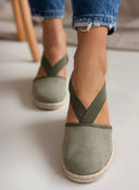 Εσπαντρίγιες platforms suede με λάστιχα - Χακί - thefashionproject.gr - Medies