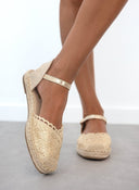 Εσπαντρίγιες πλεκτές με μπαρέτα Erynn - Χρυσό - thefashionproject.gr - ERYNN