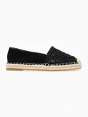 Εσπαντρίγιες suede με πλεκτό σχέδιο Erynn - Μαύρο - thefashionproject.gr - ERYNN