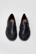 Flat Loafers with Ruched Detail - Black Matte - thefashionproject.gr - Stephan