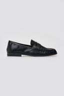 Flat Loafers with Ruched Detail - Black Matte - thefashionproject.gr - Stephan