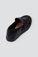 Flat Loafers with Ruched Detail - Black Matte - thefashionproject.gr - Stephan